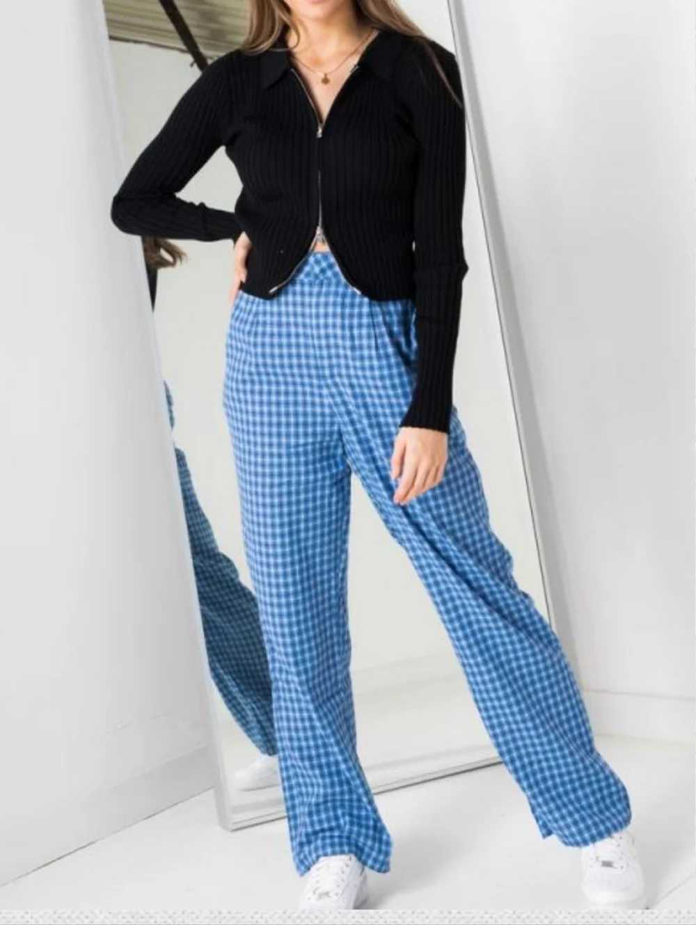 Daisy Street For Hot Topic Blue Plaid Wide Leg Trouser Blue NWT Sz Small